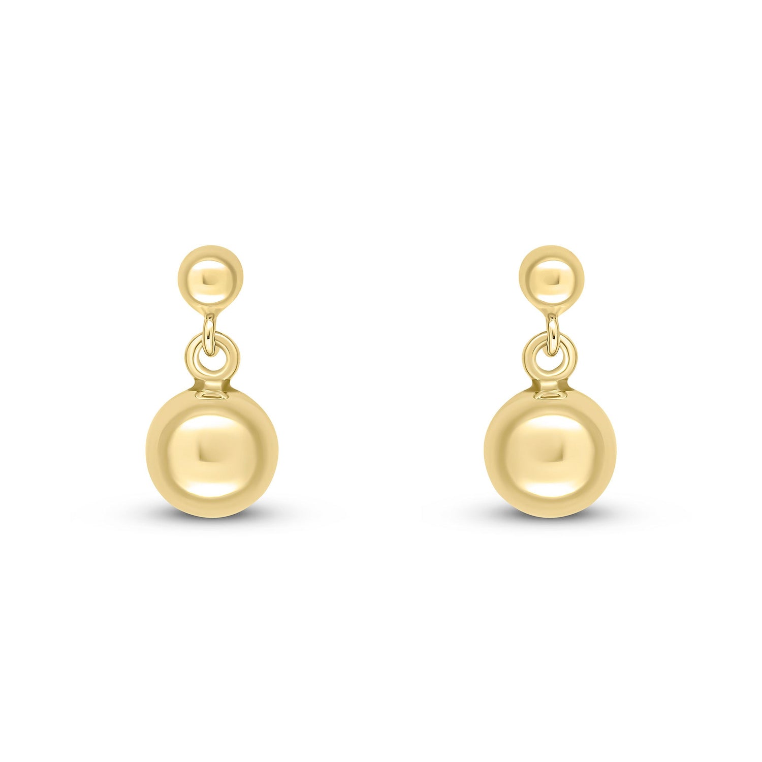 9ct Yellow Gold 3mm and 6mm Polished Ball Drop Earrings - 13mm