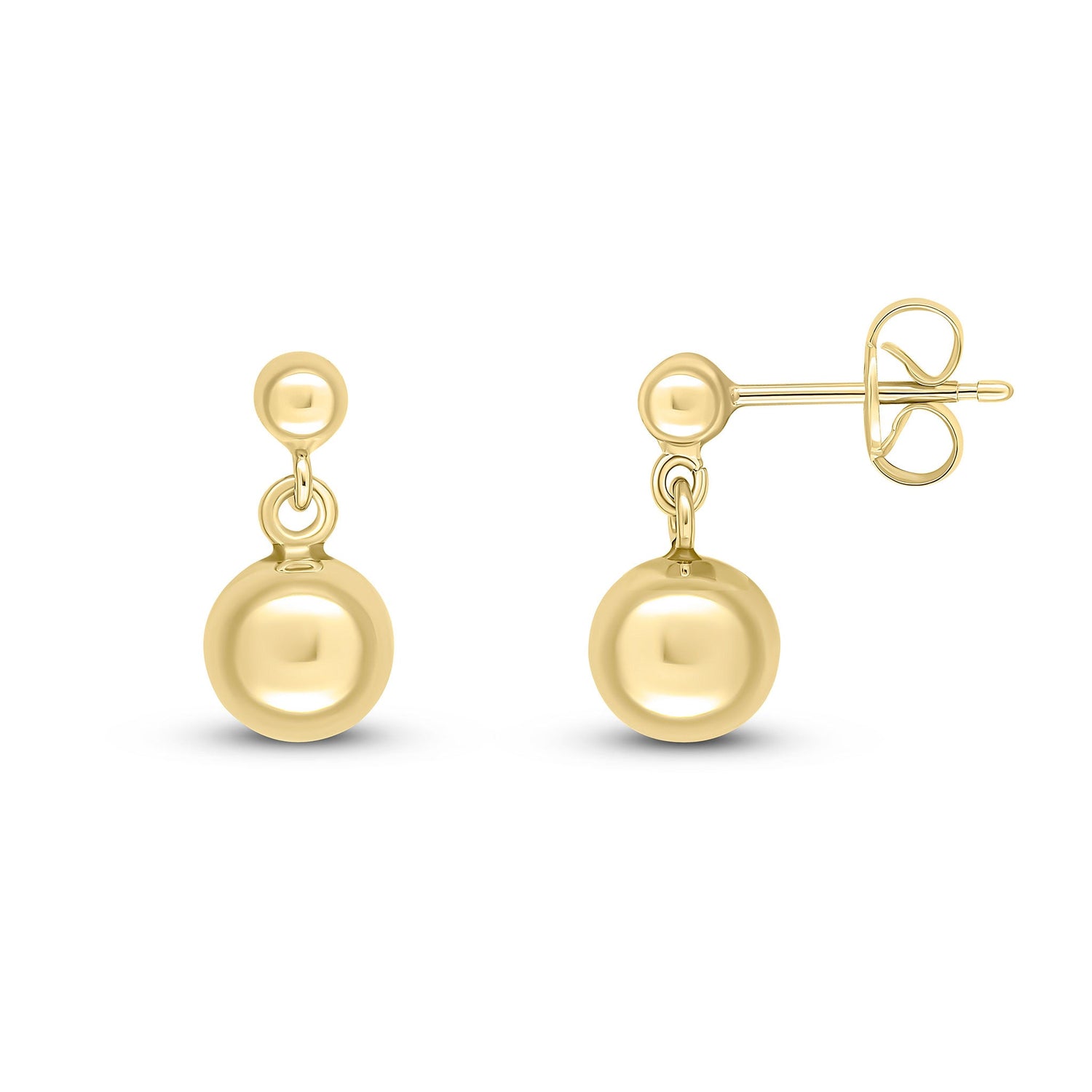 9ct Yellow Gold 3mm and 6mm Polished Ball Drop Earrings - 13mm