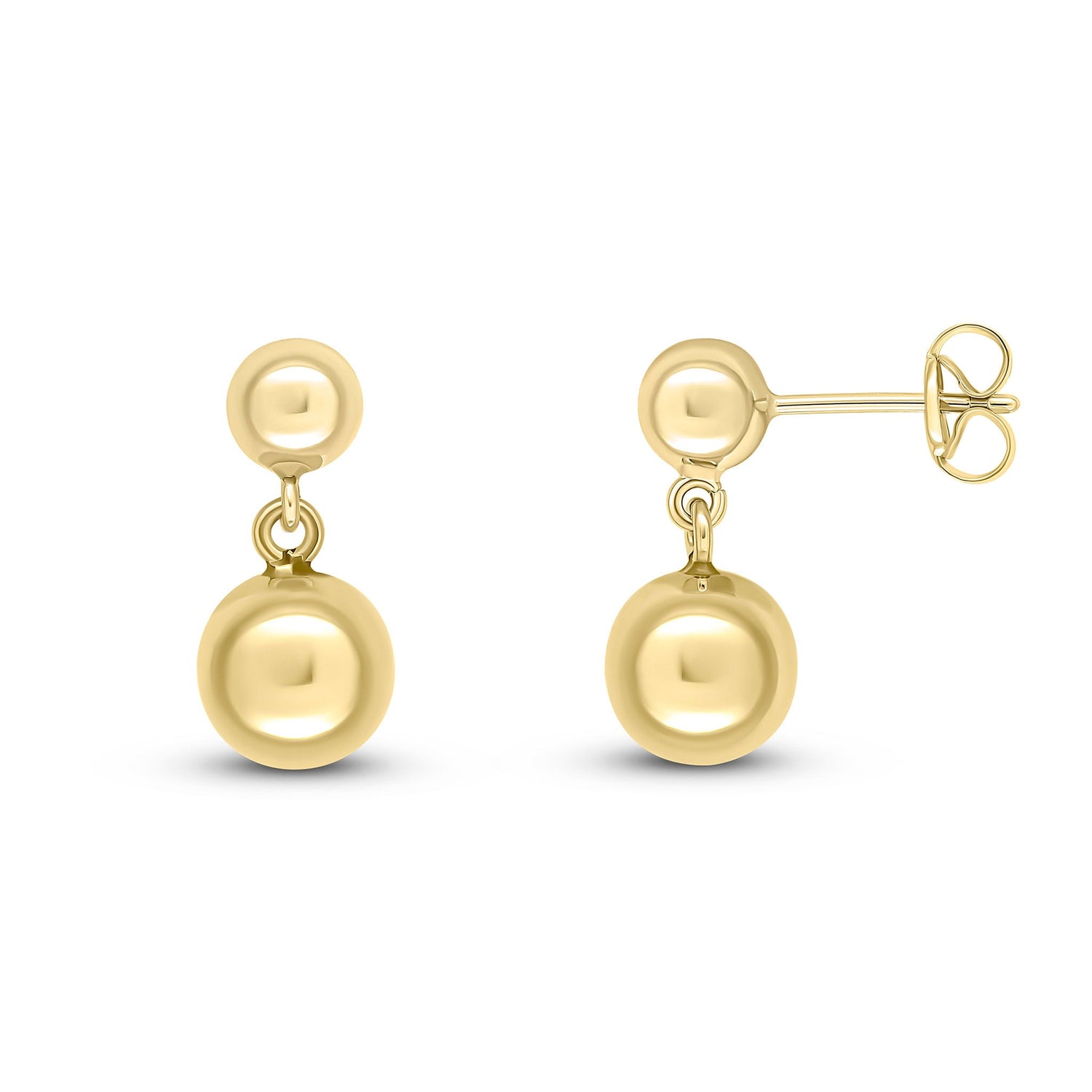 9ct Yellow Gold 5mm and 7mm Polished Ball Drop Earrings