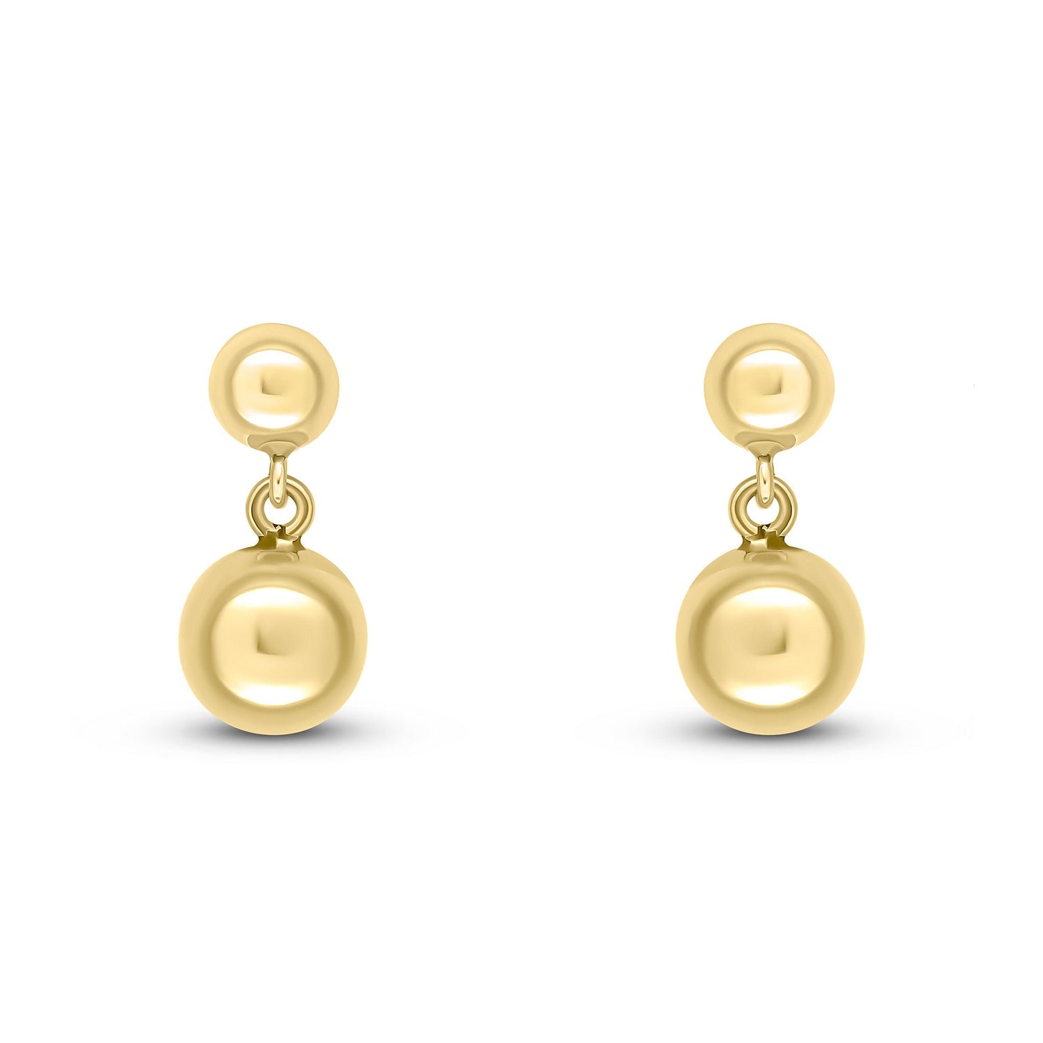 9ct Yellow Gold 5mm and 7mm Polished Ball Drop Earrings