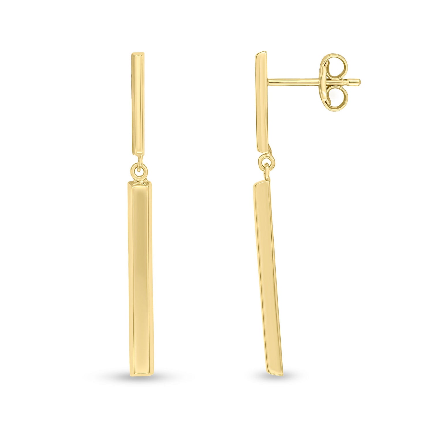 9ct Yellow Gold Linked Bars Drop Earrings - 34mm