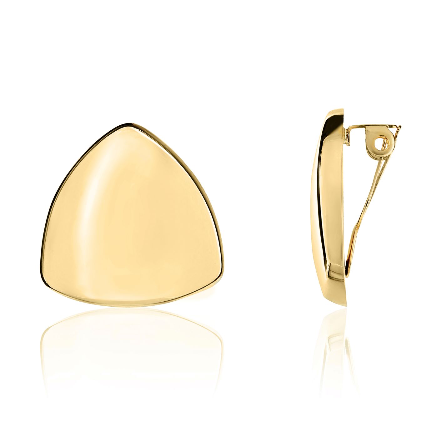 9ct Yellow Gold Polished Triangular Clip-On Earrings — 20x20mm