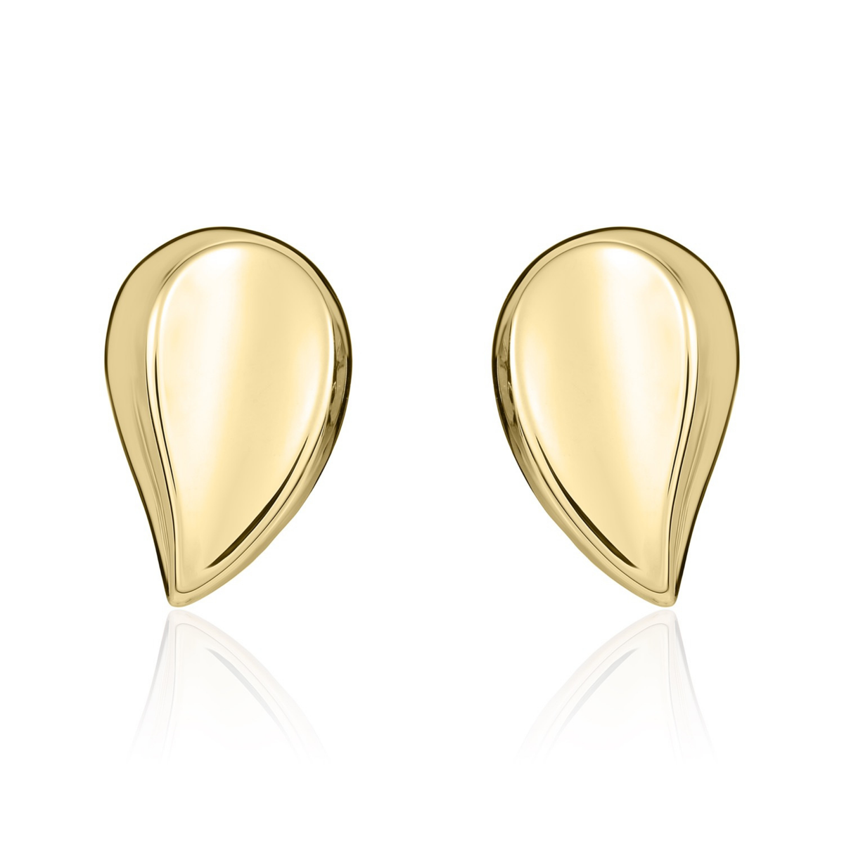 9ct Yellow Gold Polished Concave Teardrop Clip-On Earrings