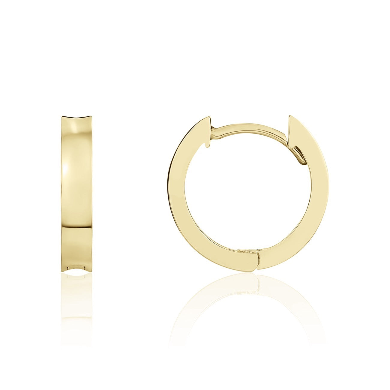 9ct Yellow Gold Concave Polished Huggie Hoop Earrings – 13mm