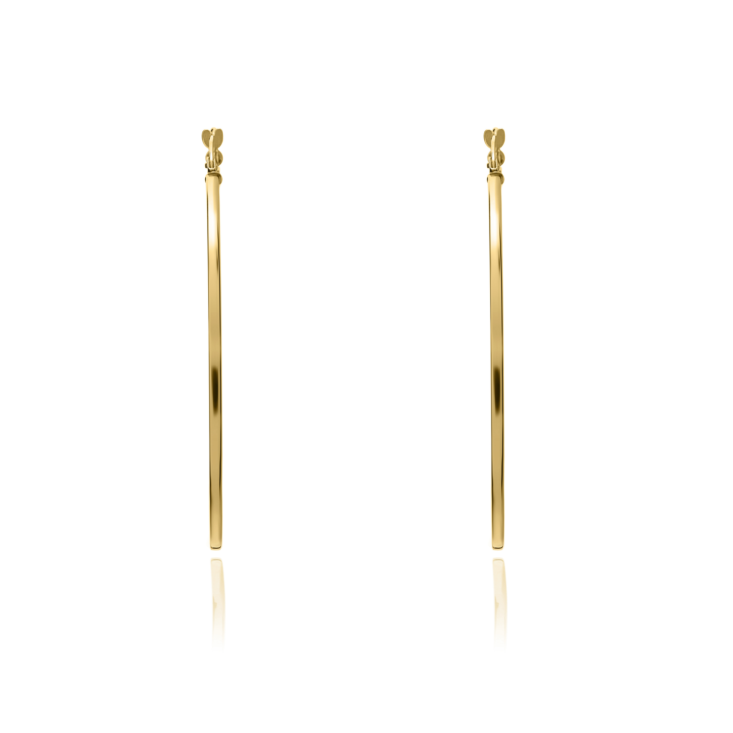 9ct Yellow Gold Square Tube Hoop Earrings — 48x1.5mm