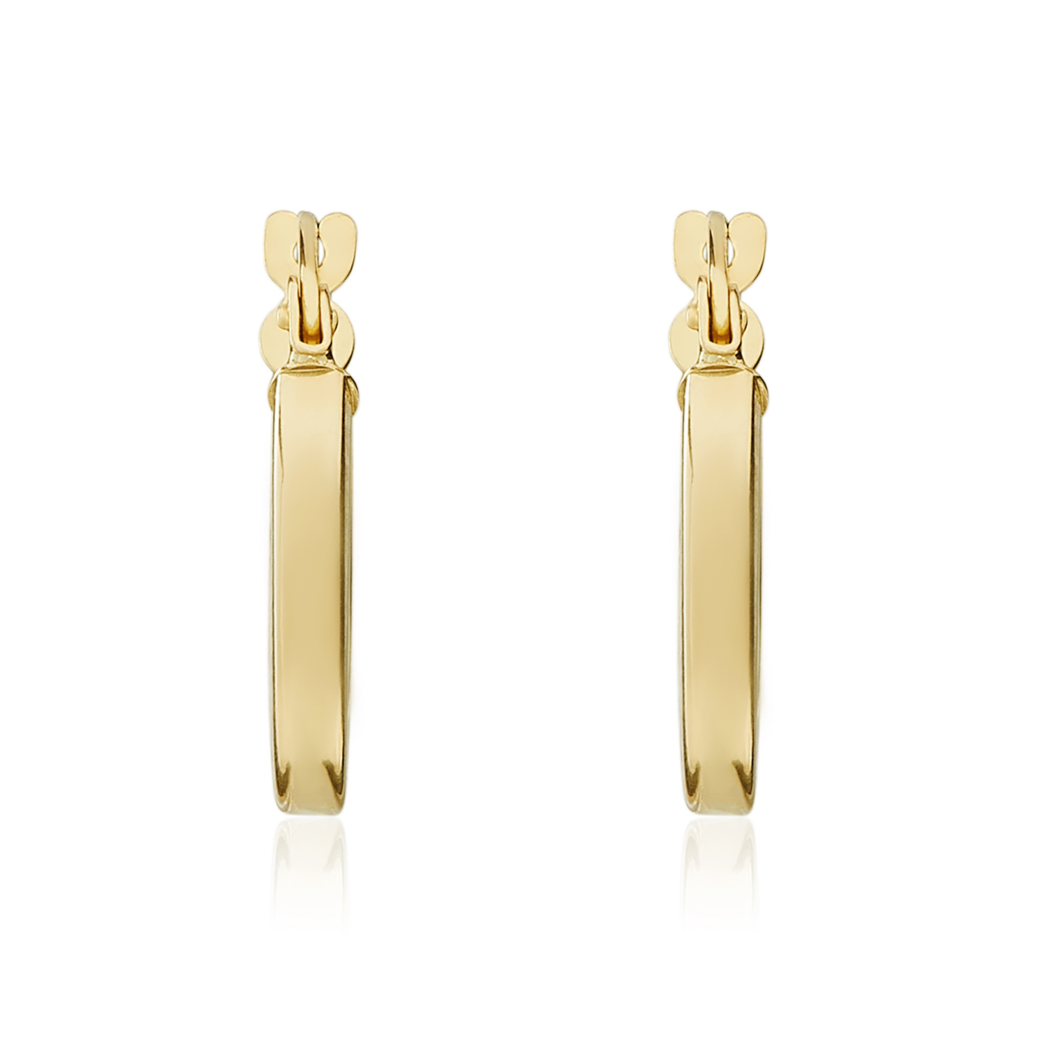 9ct Yellow Gold Square Tube Round Hoop Earrings — 14x2mm