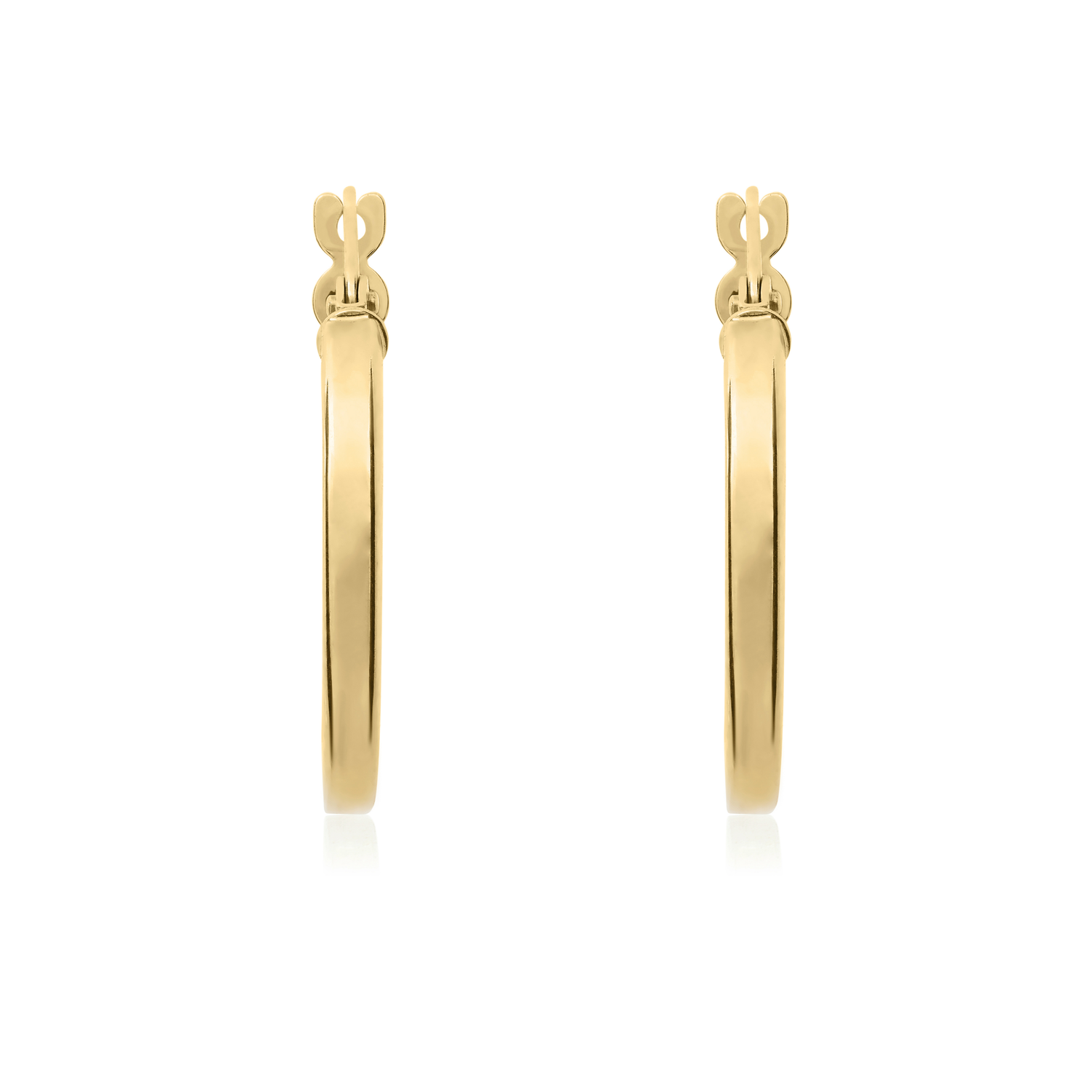 9ct Yellow Gold Square Tube Round Hoop Earrings — 19x2mm