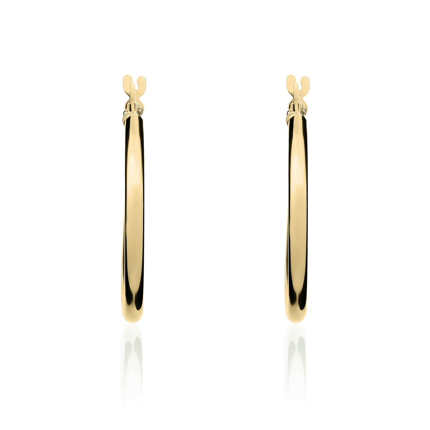 9ct Yellow Gold Polished Tube Hoop Earrings – 24x2mm