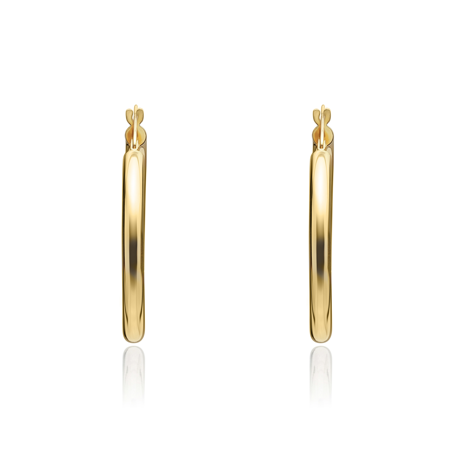 9ct Yellow Gold Polished Tube Hoop Earrings — 31x3mm