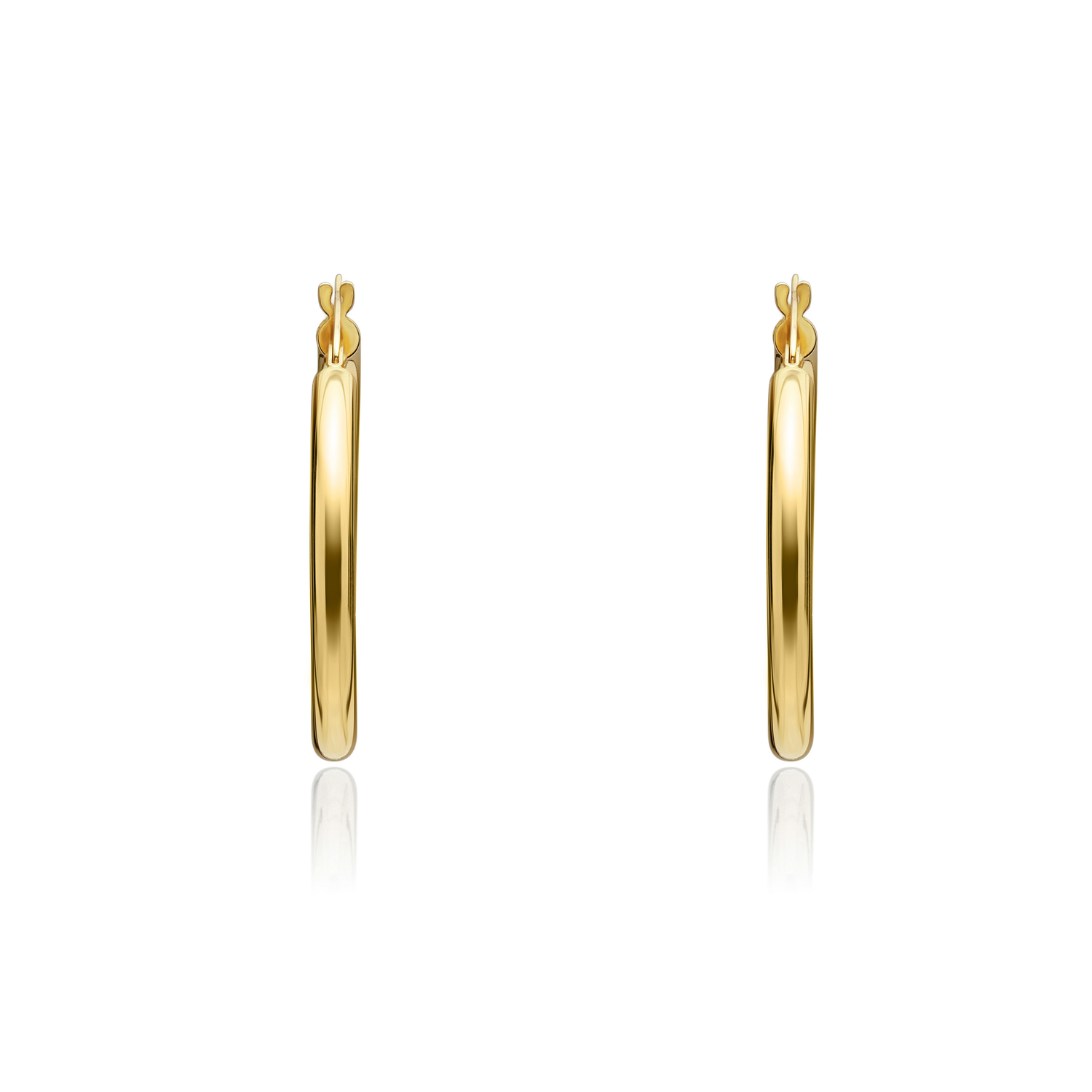 9ct Yellow Gold Polished Tube Hoop Earrings — 26x3mm