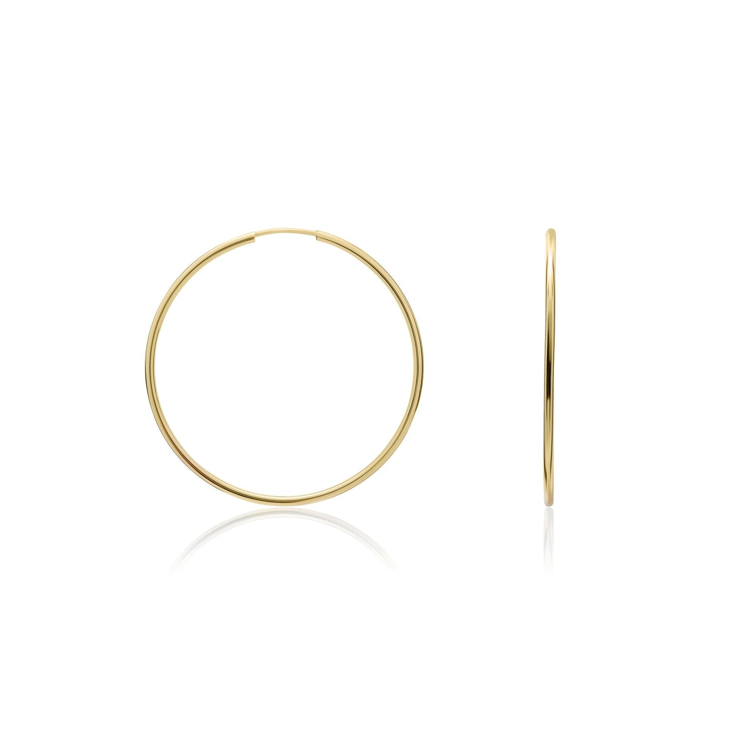 9ct Yellow Gold Thin Sleeper Hoop Earrings – 32x1.5mm