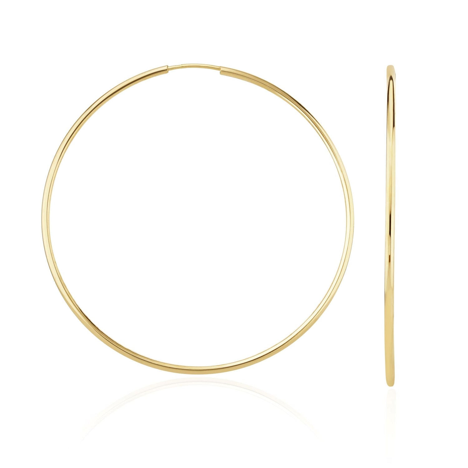 9ct Yellow Gold Thin Sleeper Hoop Earrings – 54x1.5mm