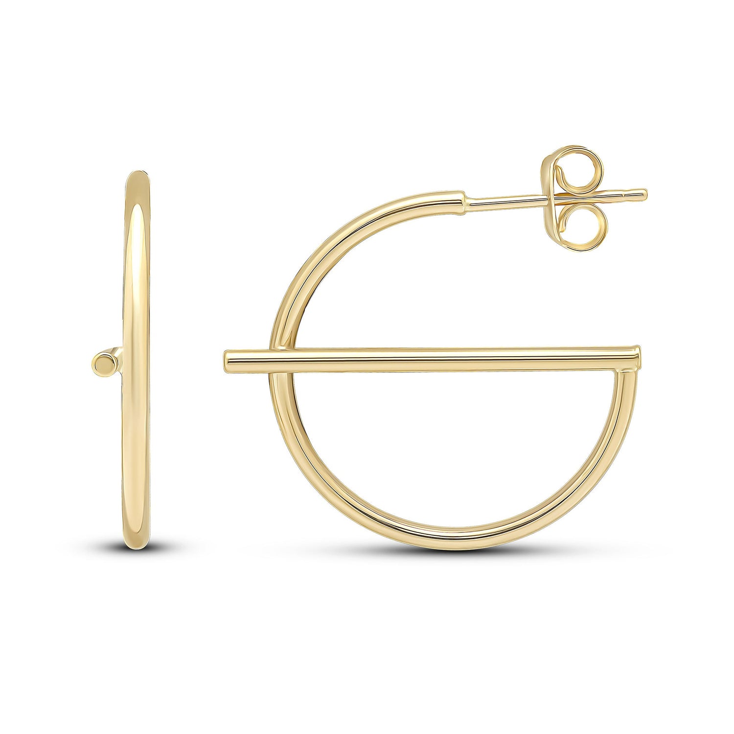 9ct Yellow Gold Round Hoop with Bar Earrings — 23mm