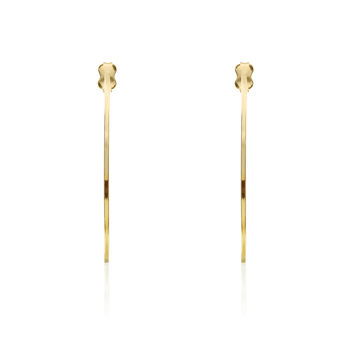 9ct Yellow Gold Square Tube Hoop Earrings with Peg and Scroll Fittings – 42x1mm