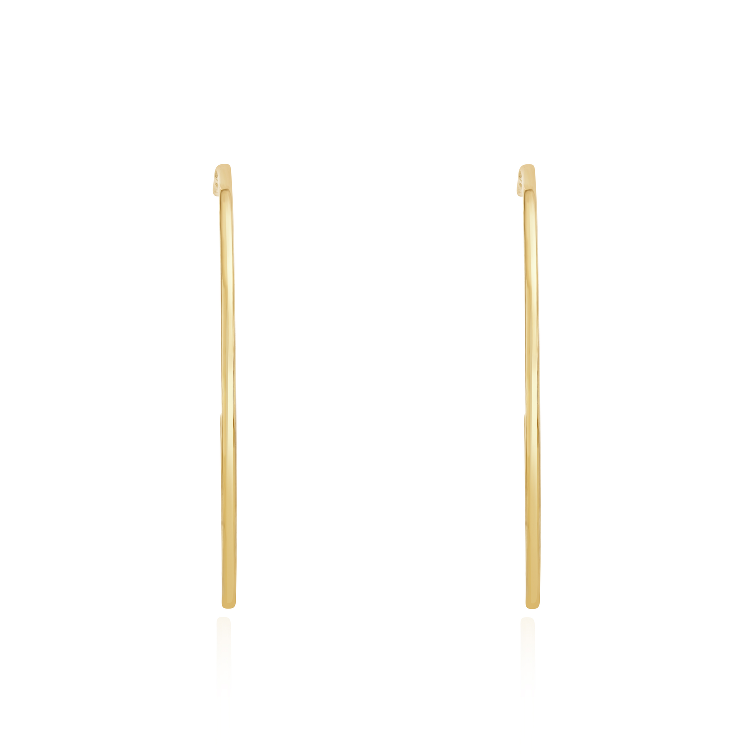 9ct Yellow Gold Square Tube Hoop Earrings with Peg and Scroll Fittings — 32x1mm