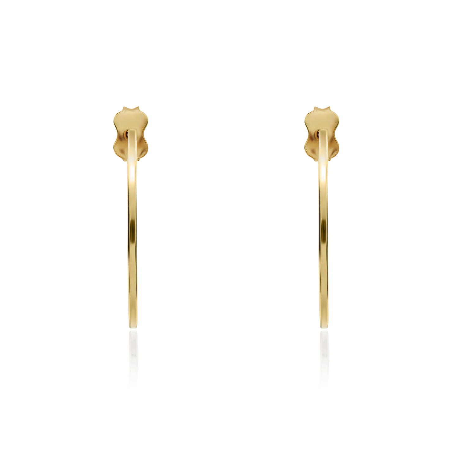 9ct Yellow Gold Square Tube Hoop Earrings with Peg and Scroll Fittings — 22x1mm