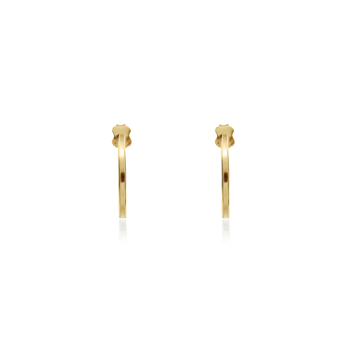 9ct Yellow Gold Square Tube Hoop Earrings with Peg and Scroll Fittings — 12x1mm