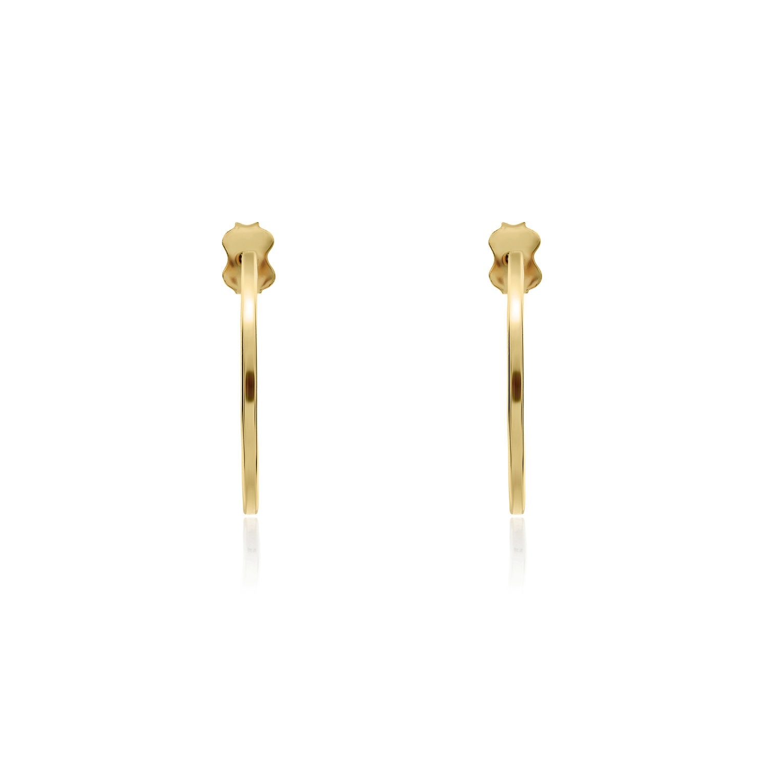 9ct Yellow Gold Square Tube Hoop Earrings with Peg and Scroll Fittings — 17x1mm
