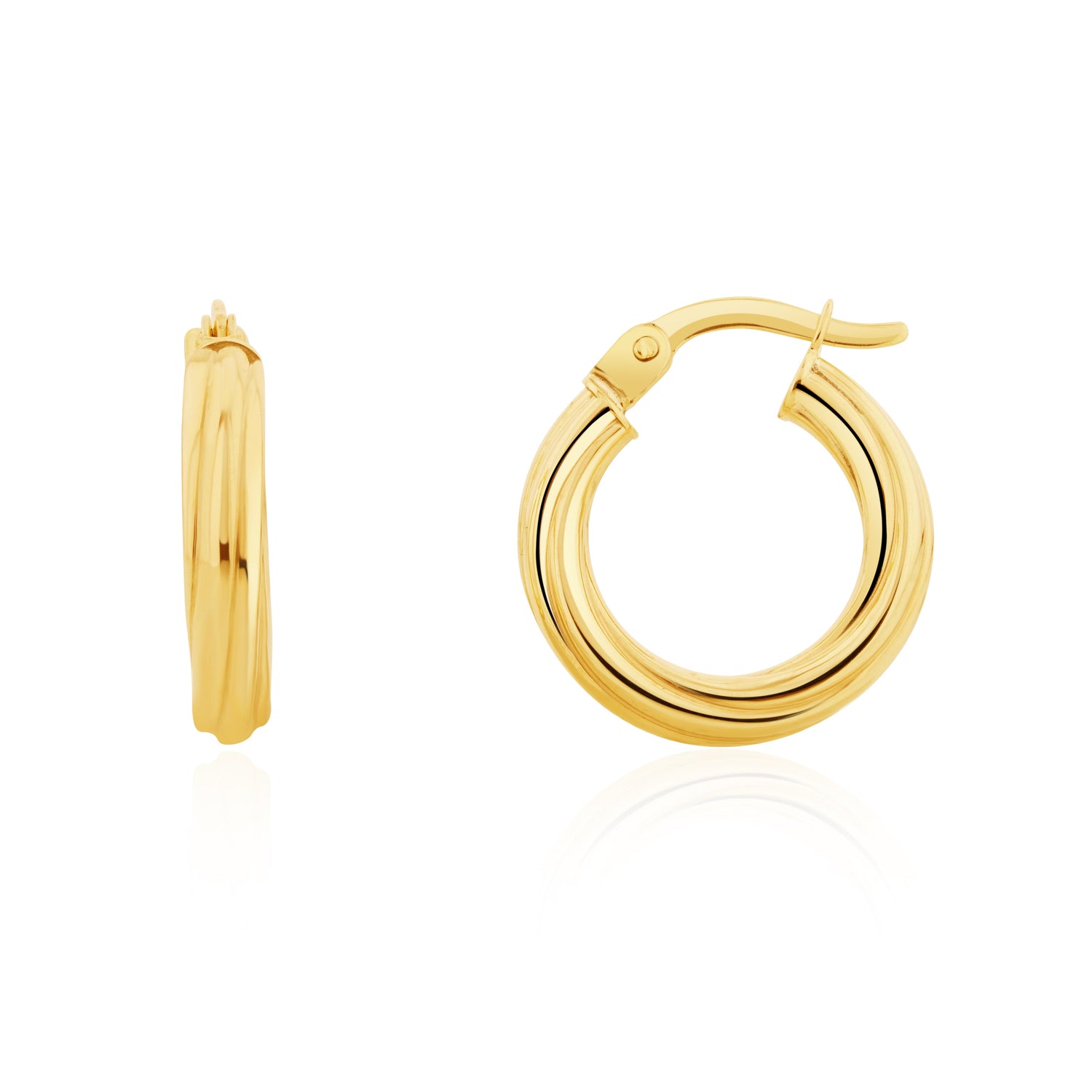 9ct Yellow Gold Twist Hoop Earrings 16x3mm