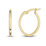 9ct Yellow Gold Square Tube Oval Hoop Earrings — 20x16mm