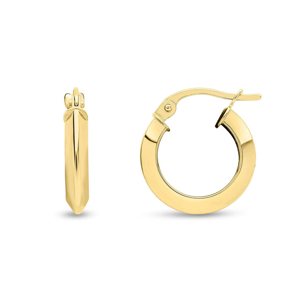 9CT Yellow Gold Knife Edge Hoop Earrings 15mm