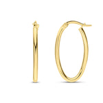 9ct Yellow Gold Polished Tube Oval Hoop Earrings — 23mm