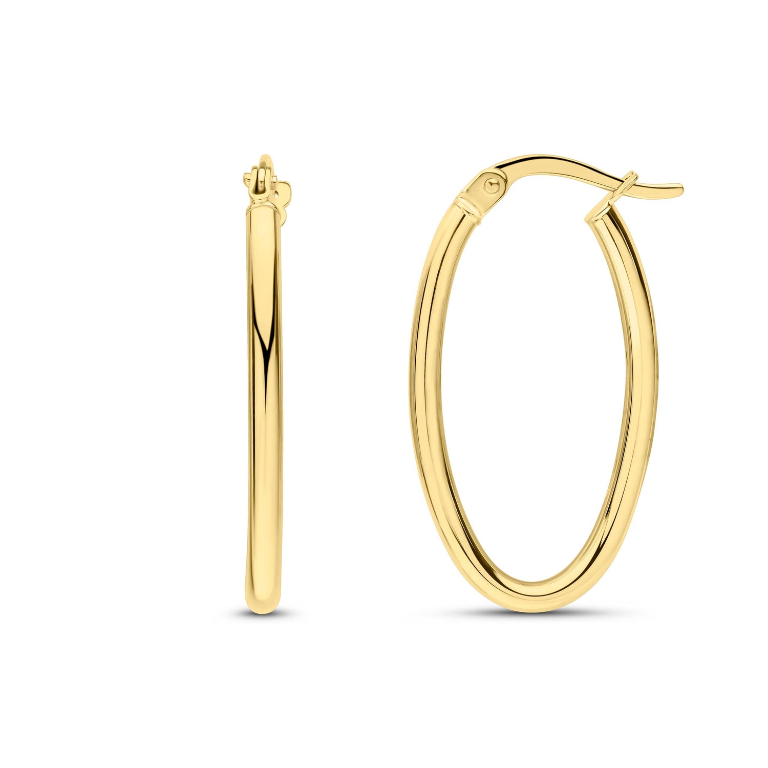 9ct Yellow Gold Polished Tube Oval Hoop Earrings — 23mm