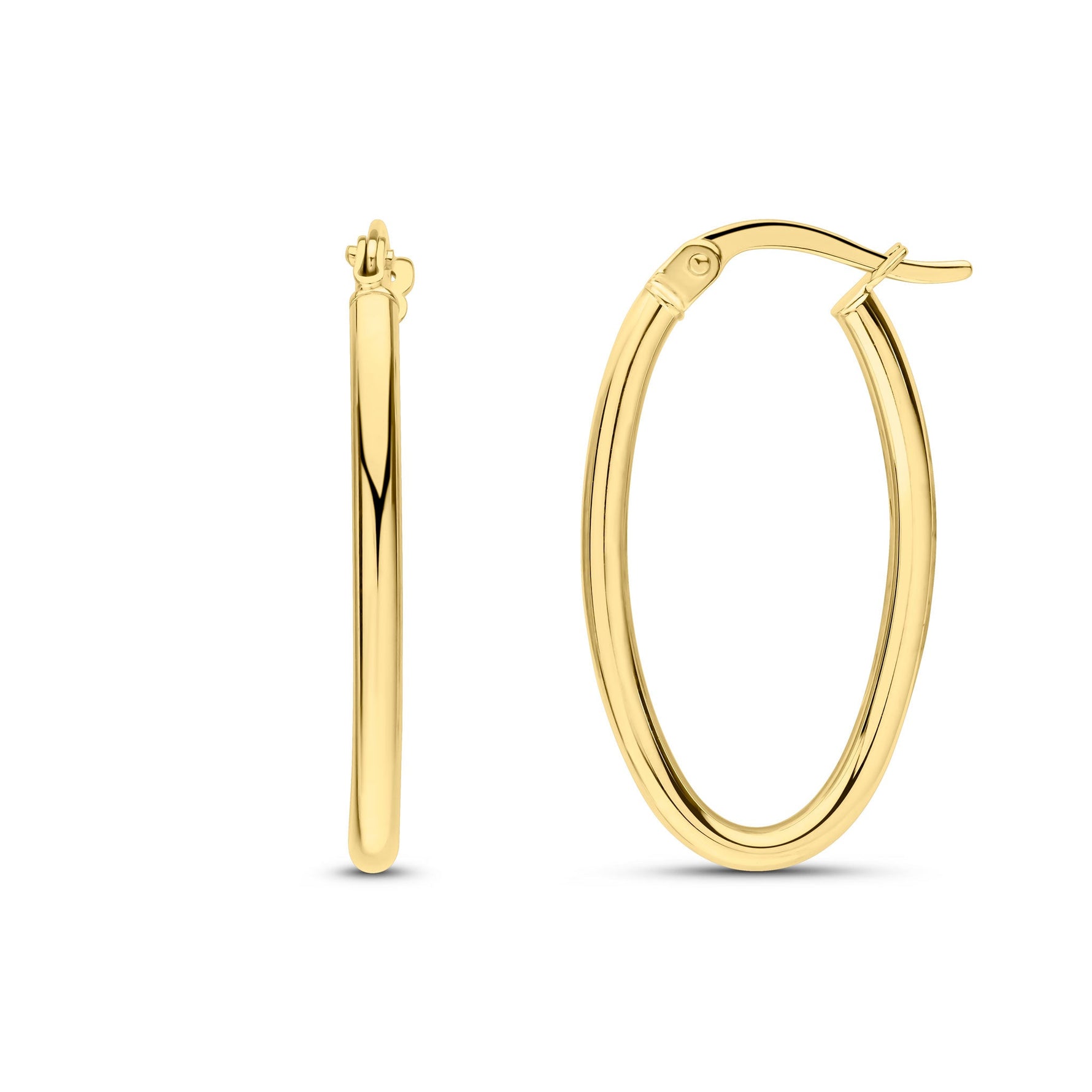 9ct Yellow Gold Polished Tube Oval Hoop Earrings — 23mm