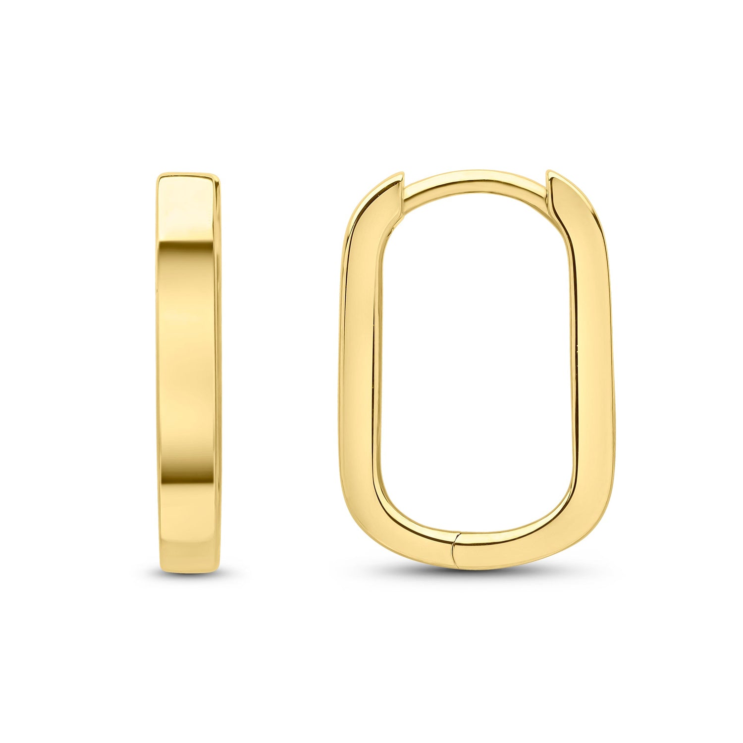 9CT Yellow Gold Polished Round Oblong Huggy Hoop Earrings 16mm