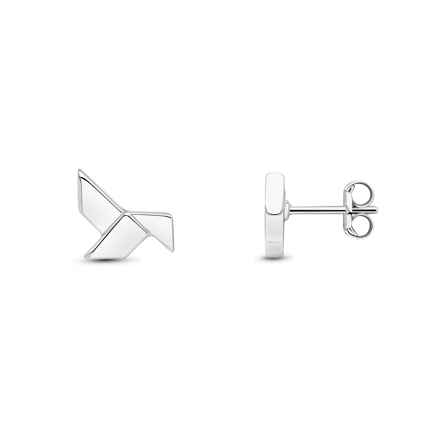 9ct White Gold Large Origami Stud Earrings — 13mm