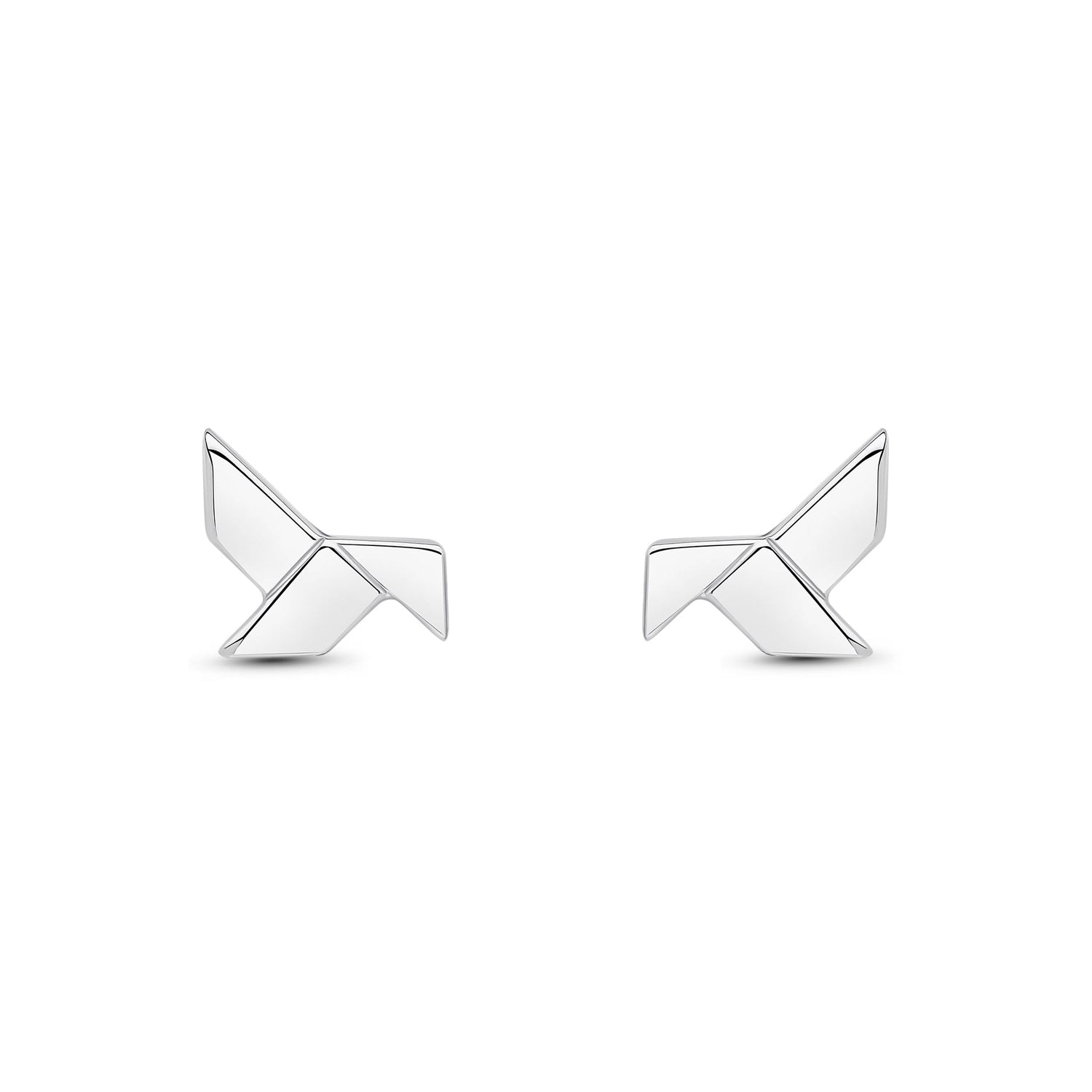 9ct White Gold Large Origami Stud Earrings — 13mm