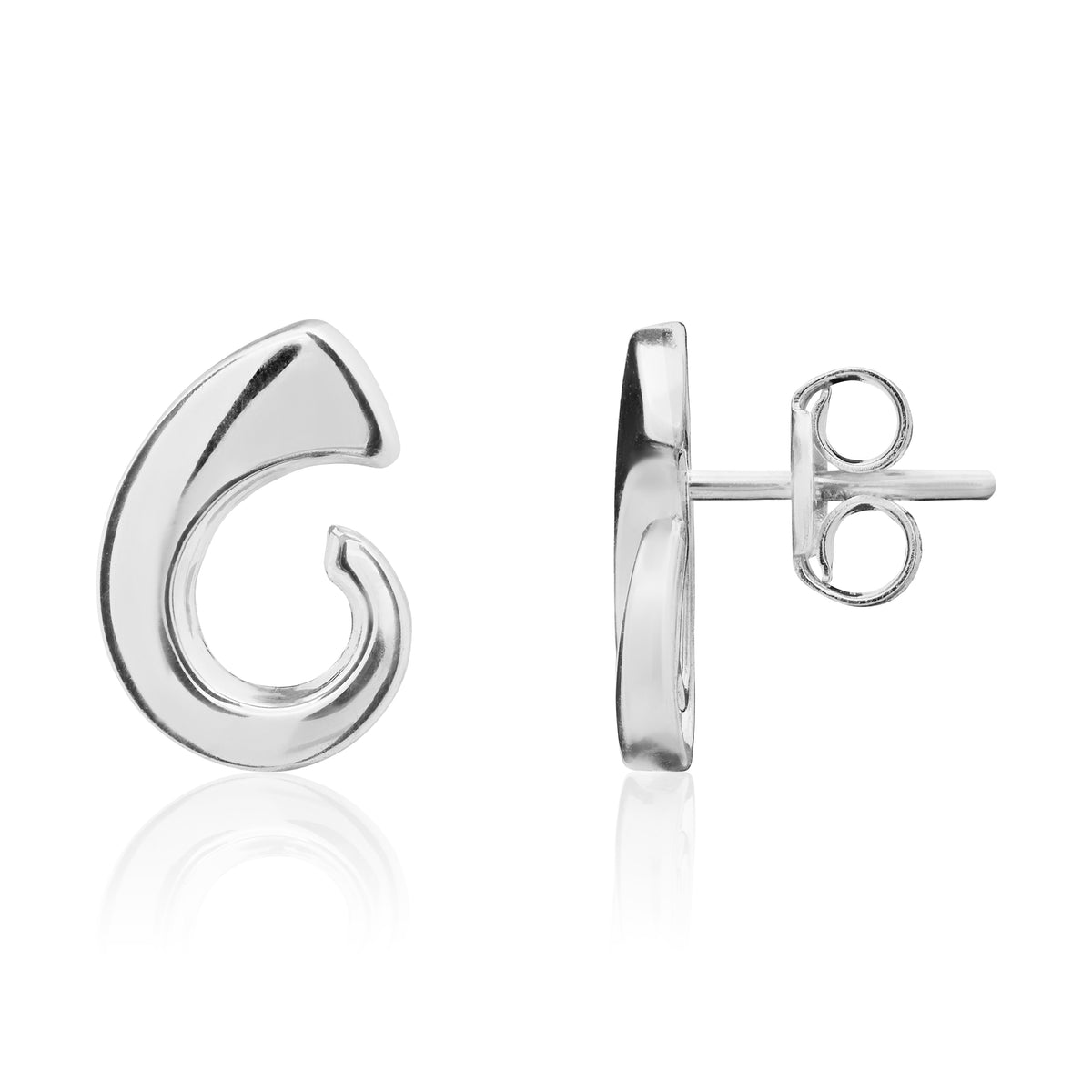 9ct White Gold Tusk Stud Earrings