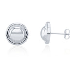 9ct White Gold Polished Dome and Border Stud Earrings — 12mm