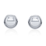 9ct White Gold Polished Dome and Border Stud Earrings — 12mm