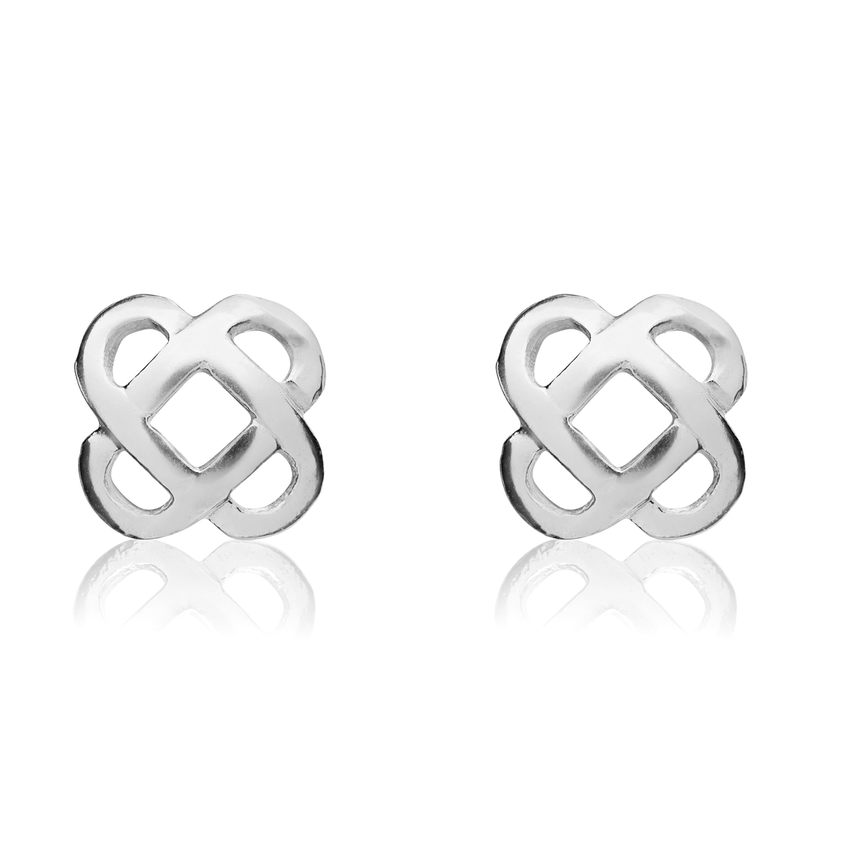 9ct White Gold Cushion Shape Openwork Stud Earrings