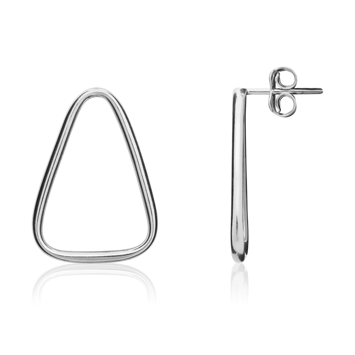 9ct White Gold Open Triangle White Gold Stud Earrings