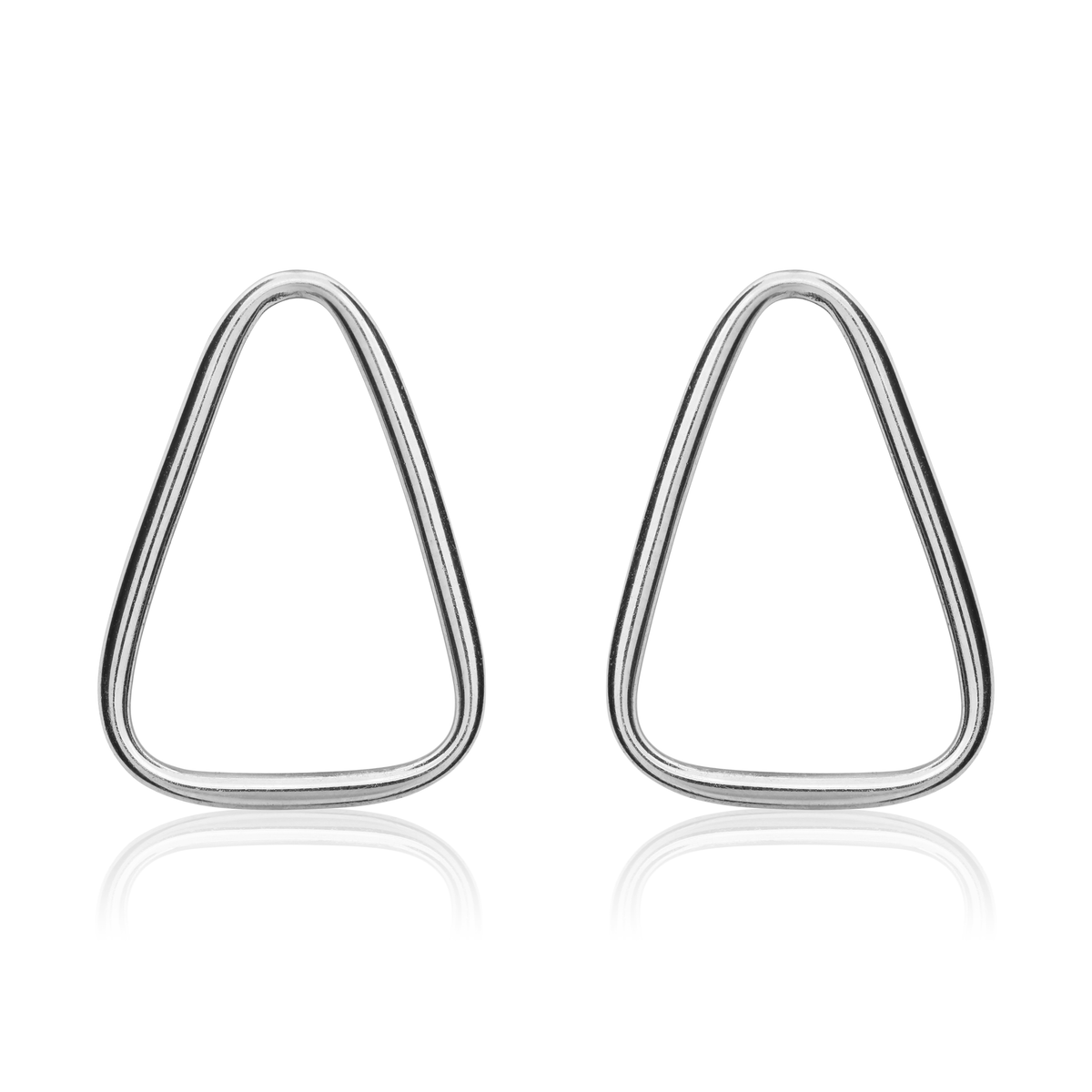 9ct White Gold Open Triangle White Gold Stud Earrings