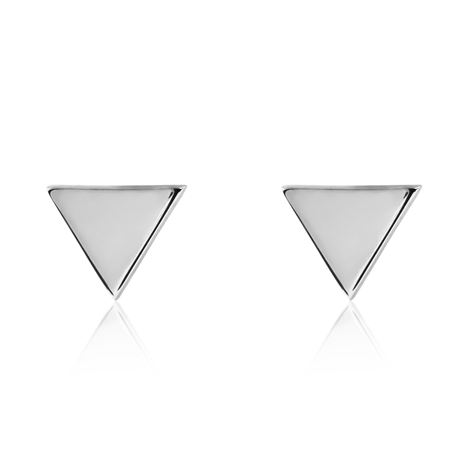 9ct White Gold Polished Triangle Stud Earrings