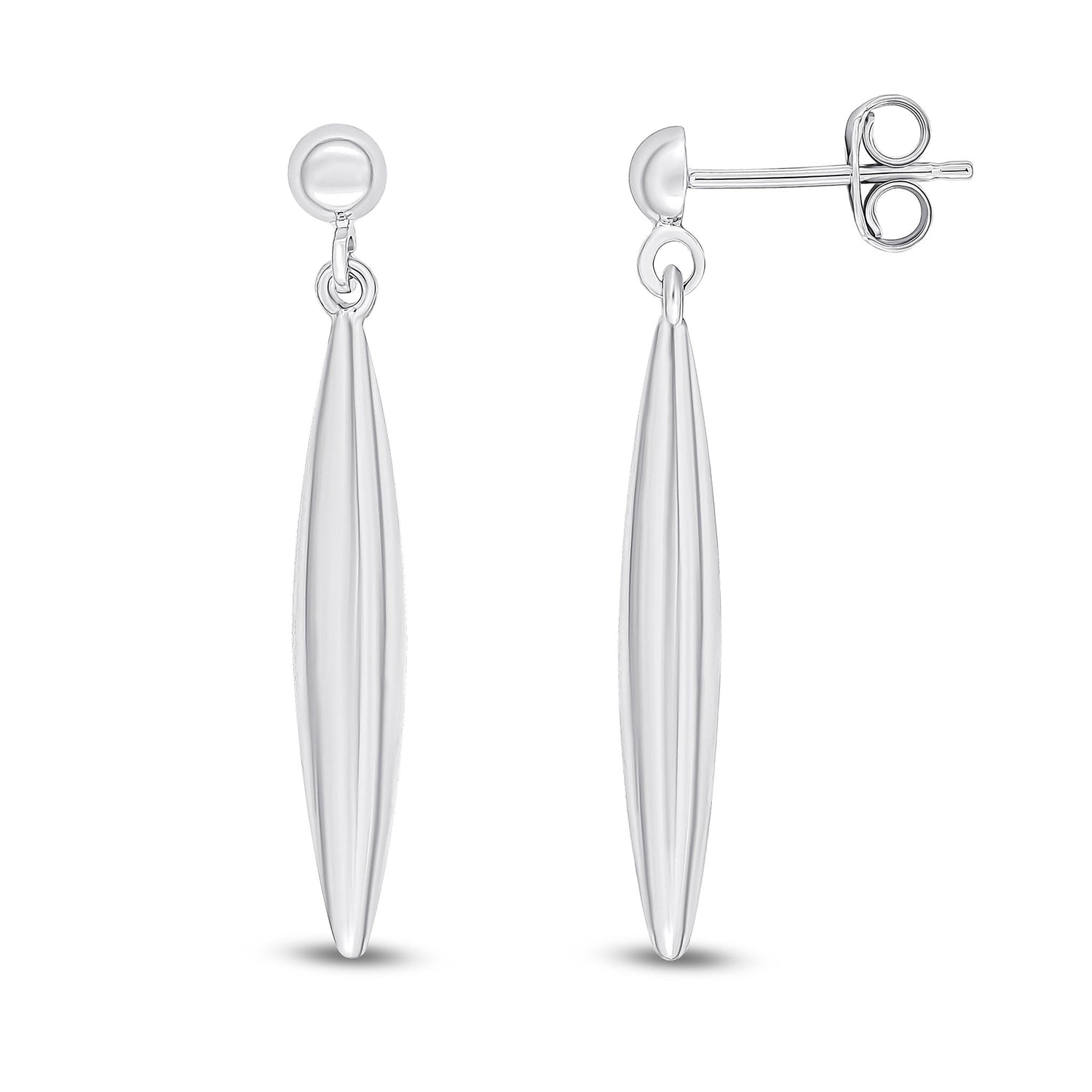 9ct White Gold 3D Marquise Drop Earrings