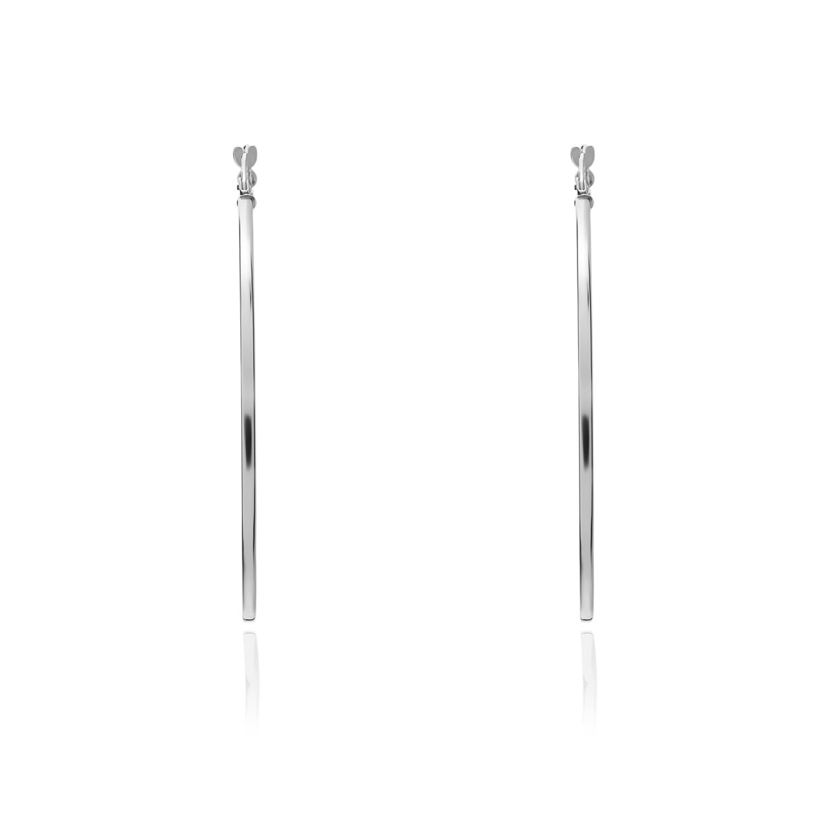 9ct White Gold Square Tube Hoop Earrings — 48mm