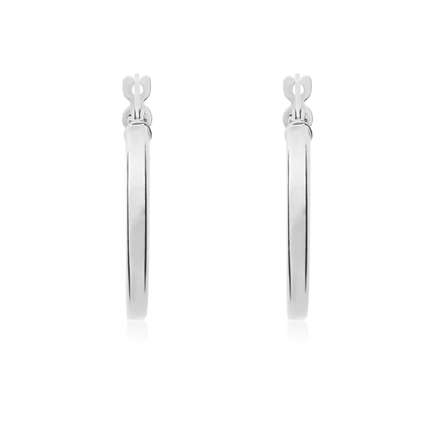 9ct White Gold Square Tube Round Hoop Earrings – 19x2mm