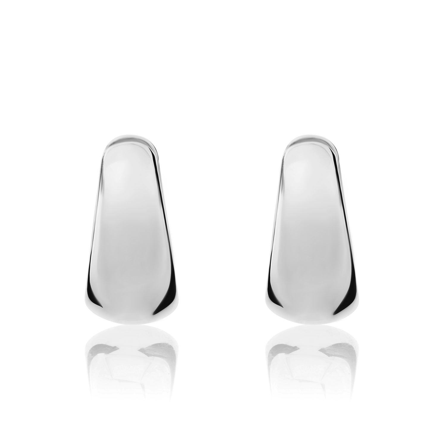 9ct White Gold Polished Tapered Huggie Earrings