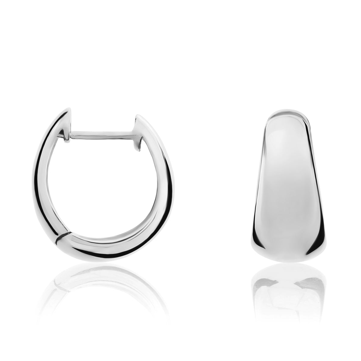 9ct White Gold Polished Tapered Huggie Earrings