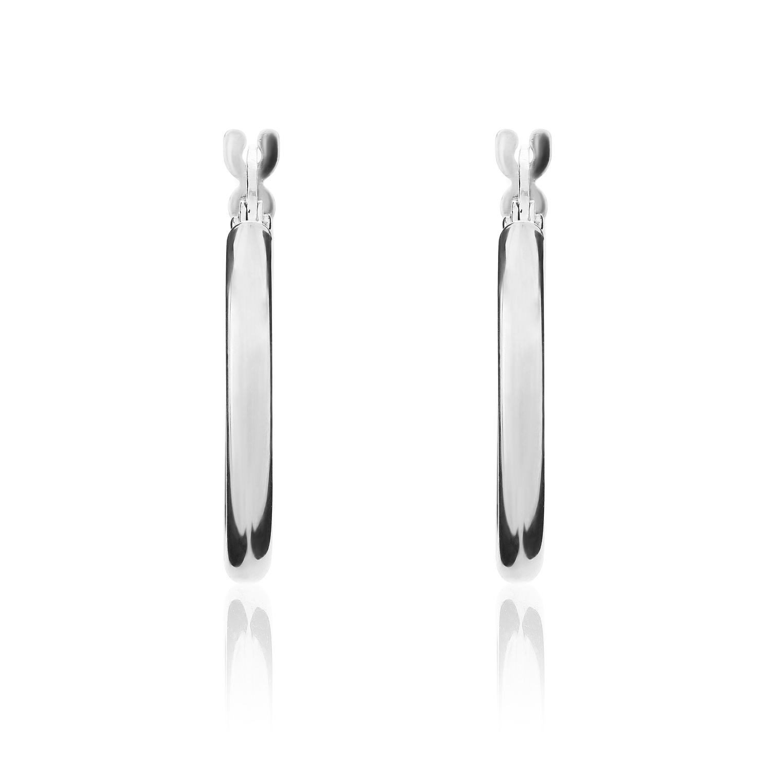 9ct White Gold Polished Tube Hoop Earrings – 19x2mm