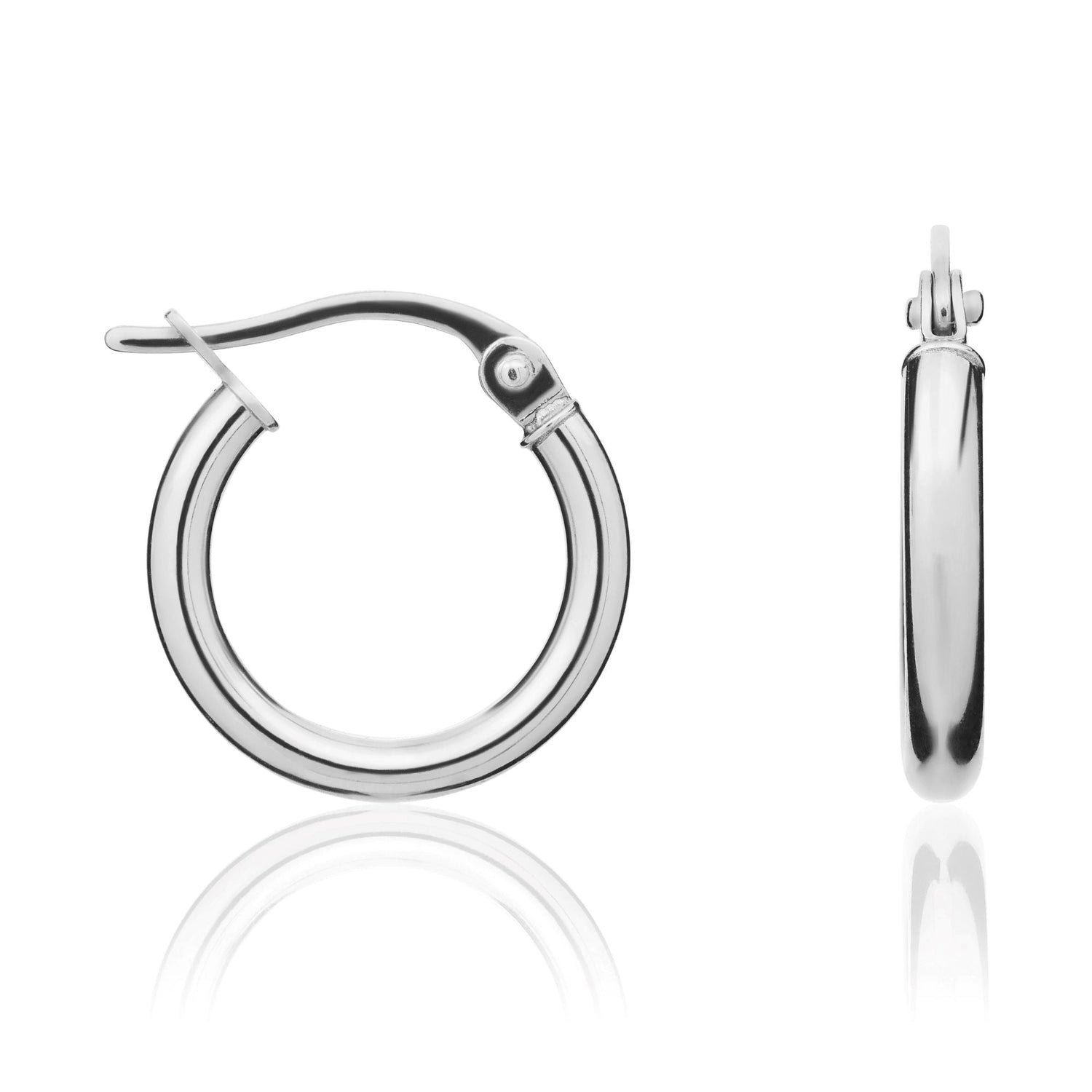 18ct White Gold Round Polished Hoop Earrings – 18x10mm
