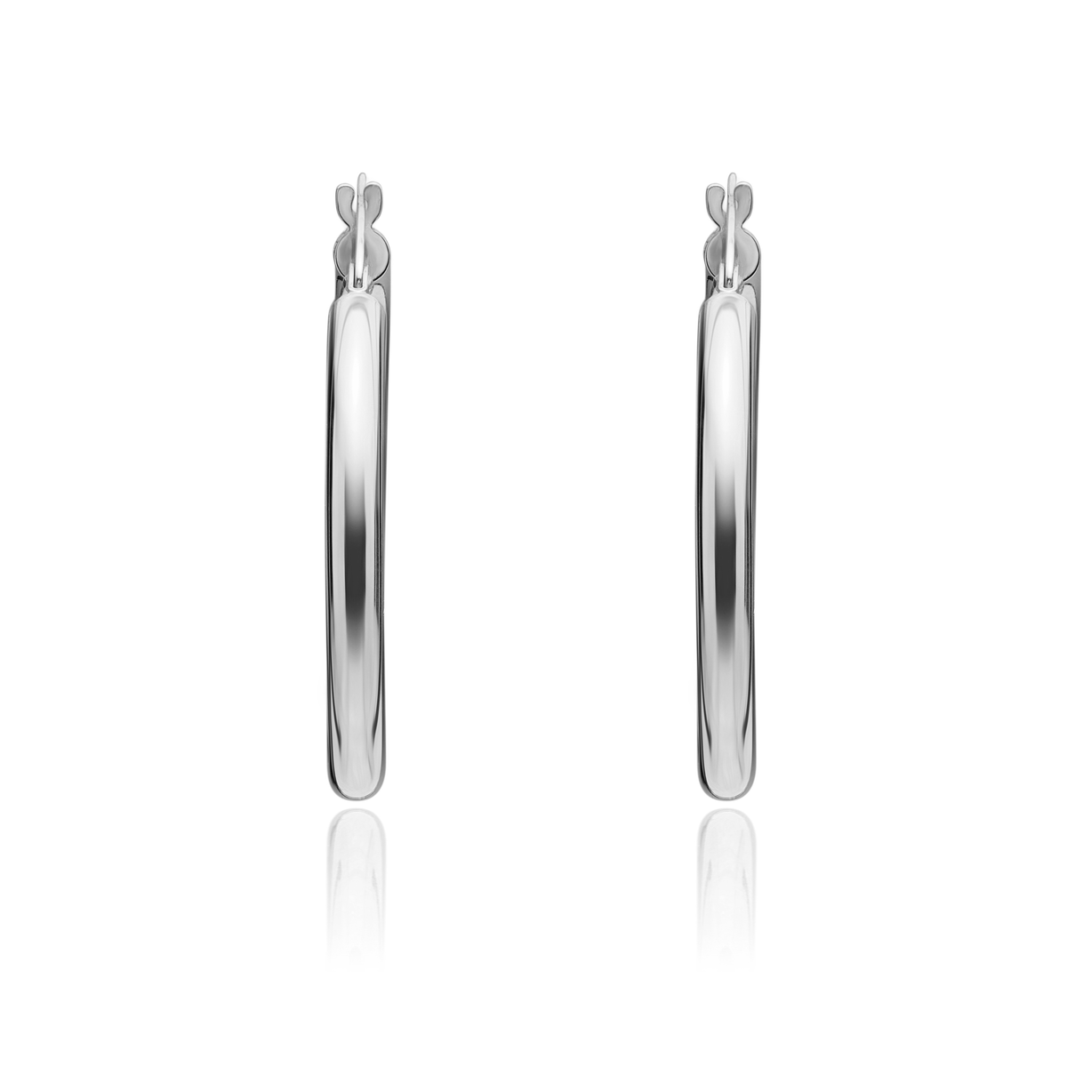 9ct White Gold Polished Hoop Earrings — 37mm