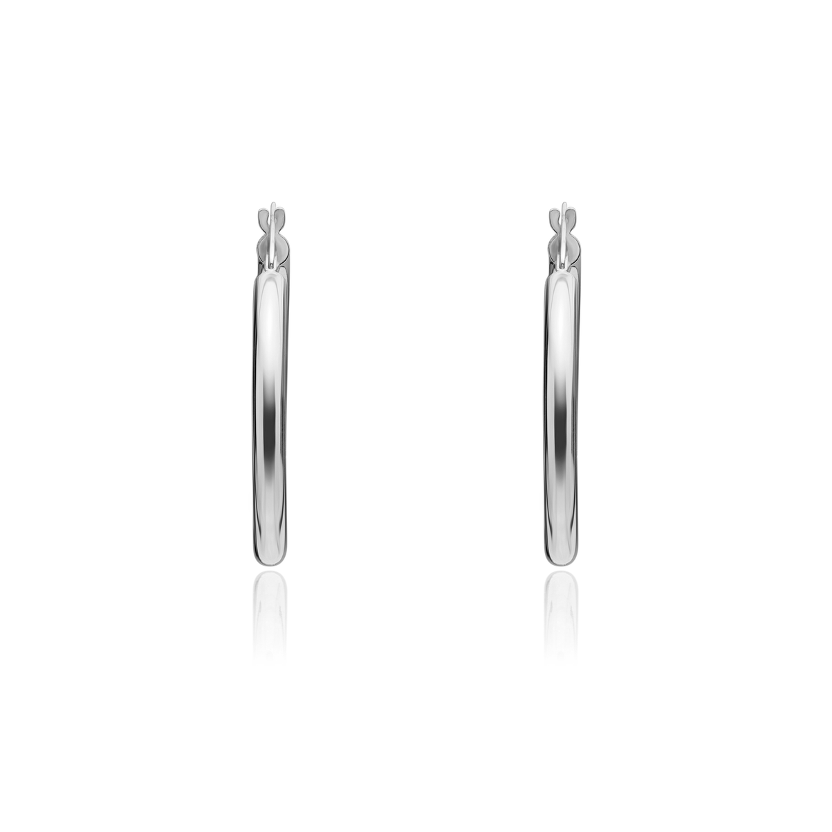 9ct White Gold Polished Tube Hoop Earrings — 26mm