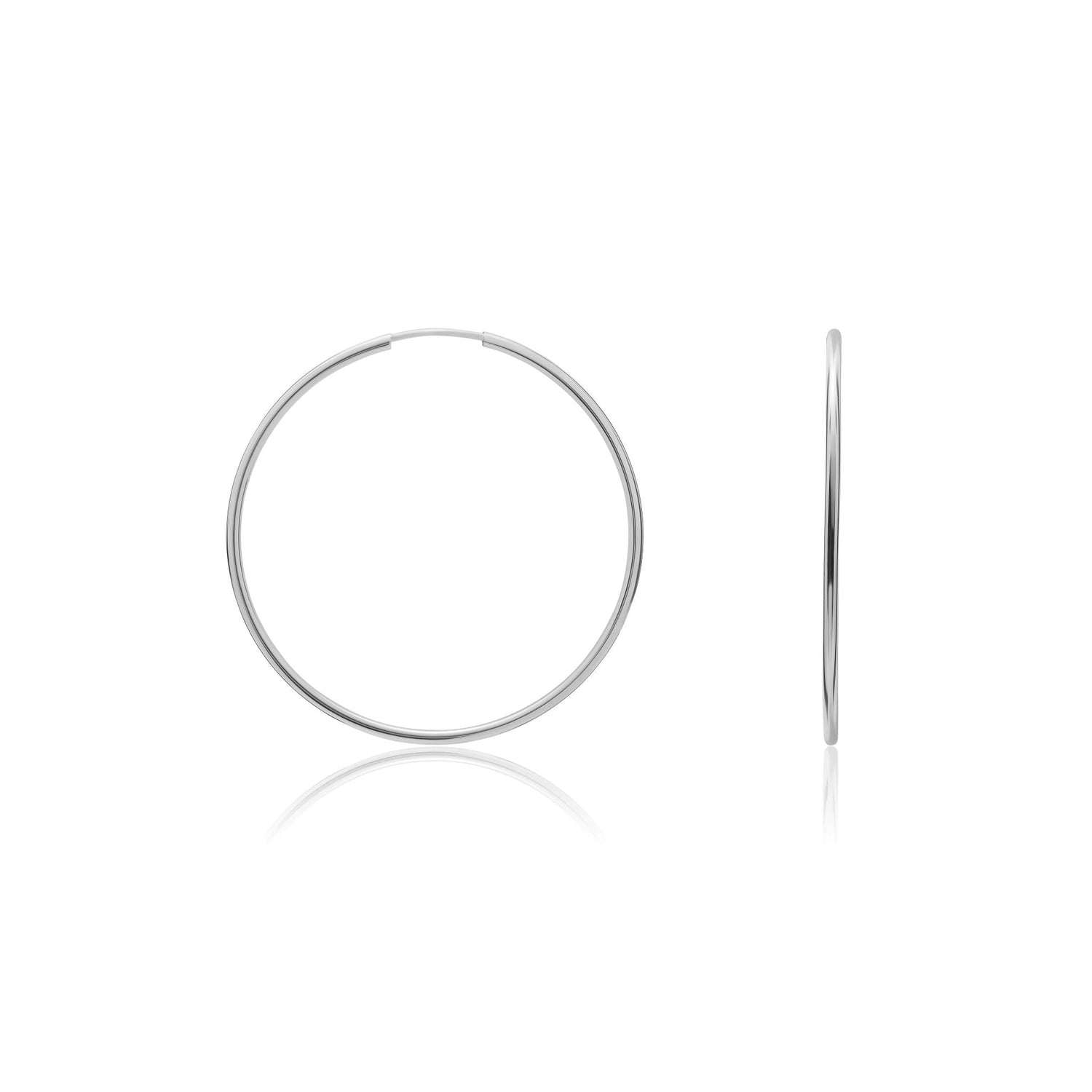 9ct White Gold Thin Sleeper Hoop Earrings – 32x1.5mm