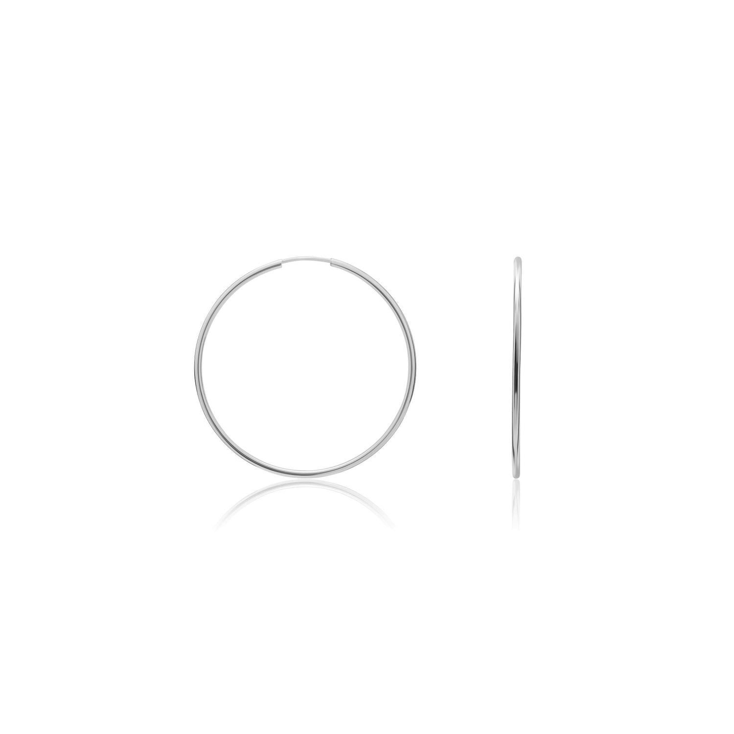 9ct White Gold Thin Sleeper Hoop Earrings – 24x1.5mm
