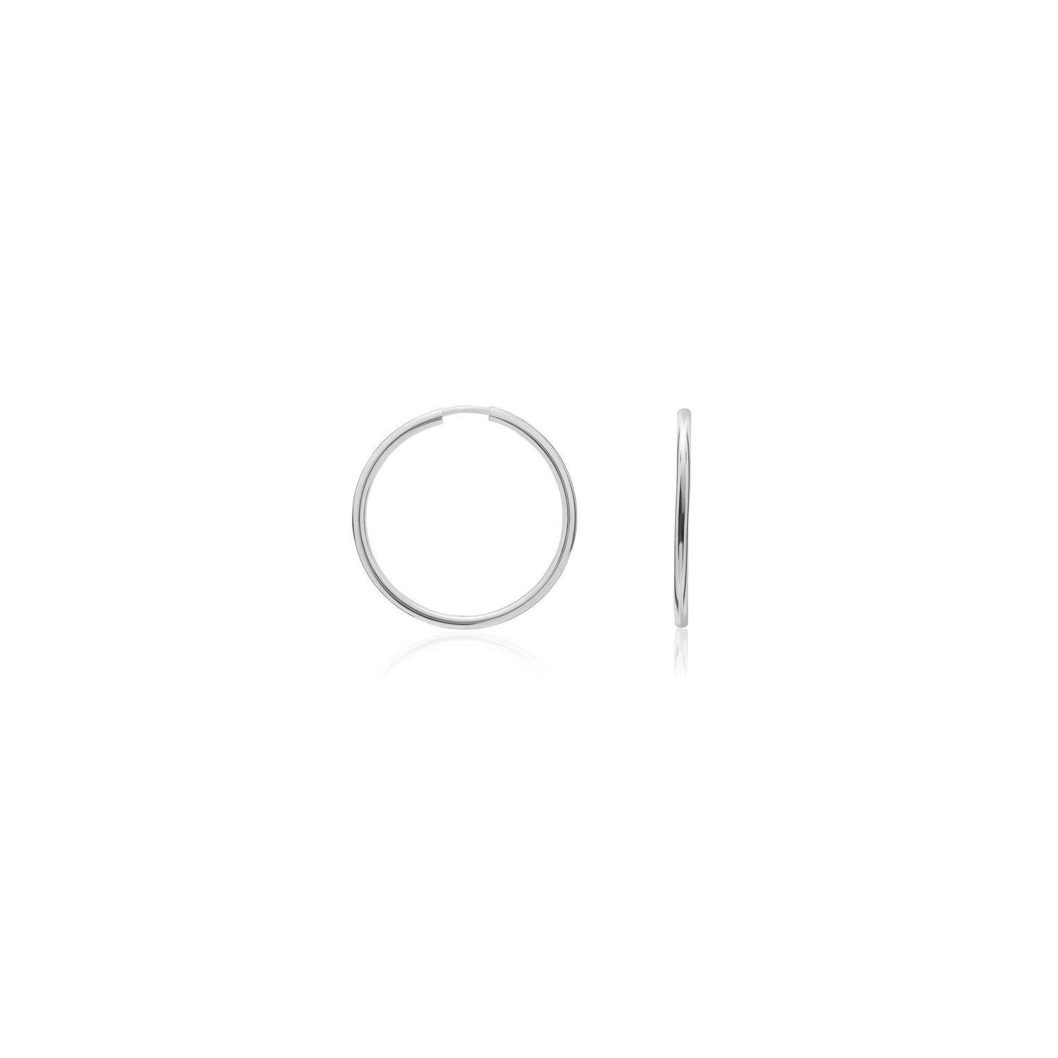 9ct White Gold Thin Sleeper Hoop Earrings – 13x1.5mm